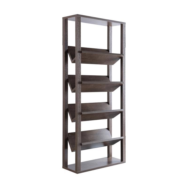 Walnut Wood 5-Shelf Etagere Bookcase U5500