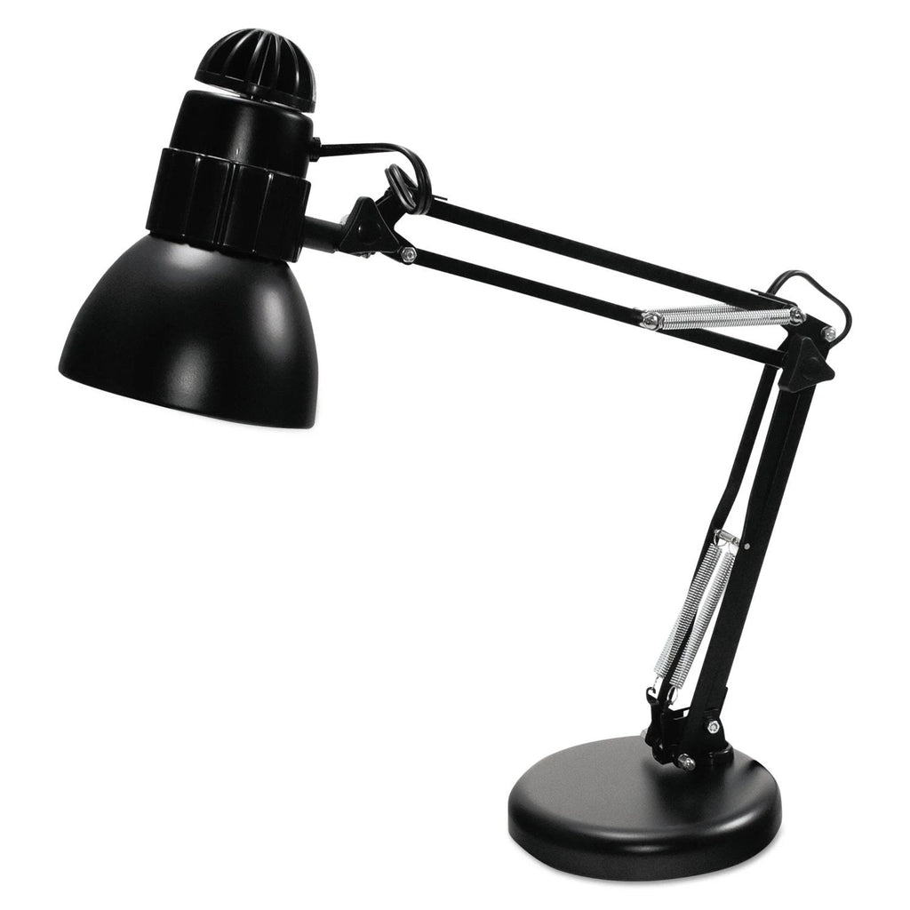 Matte Black Swing Arm Desk Lamp, Weighted Base, 22x22 Reach G907