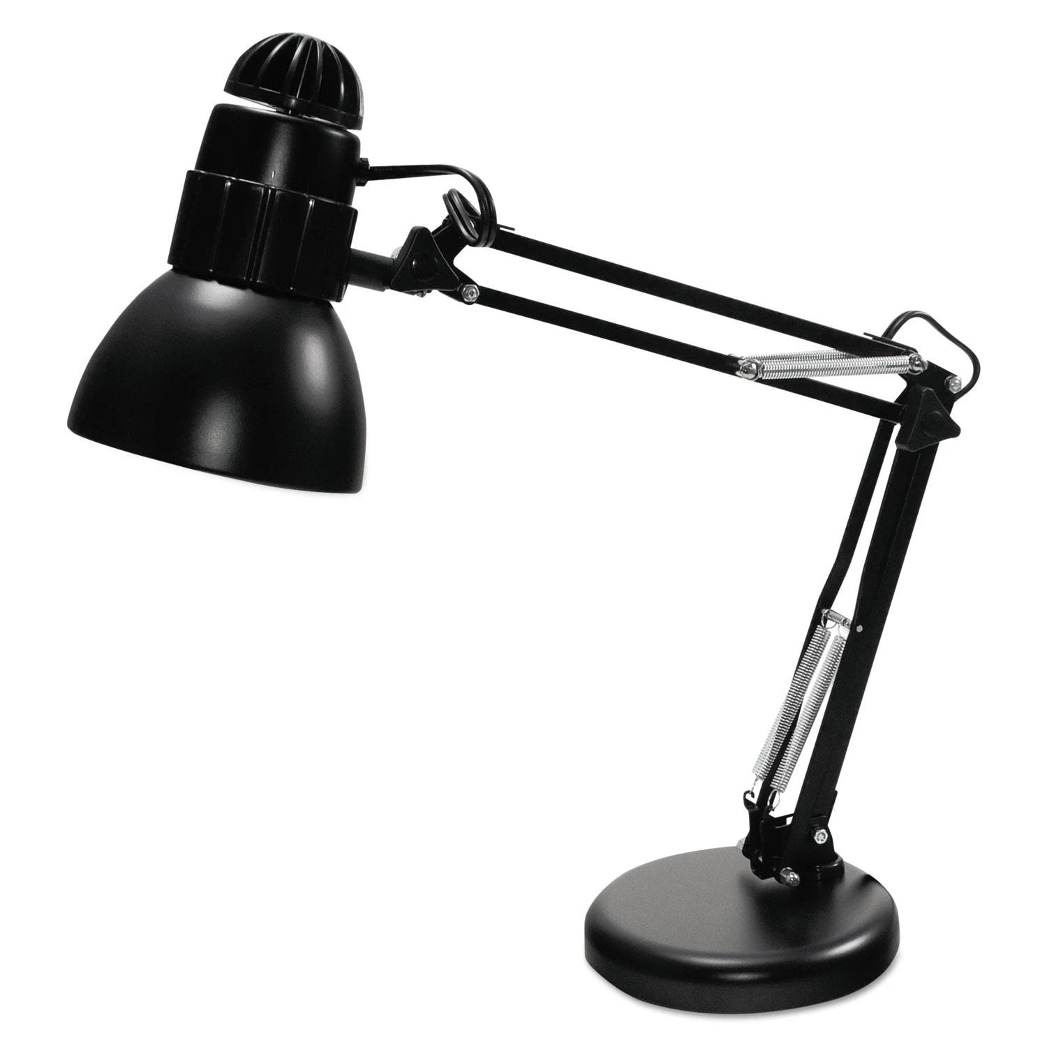 Matte Black Swing Arm Desk Lamp, Weighted Base, 22x22 Reach G907