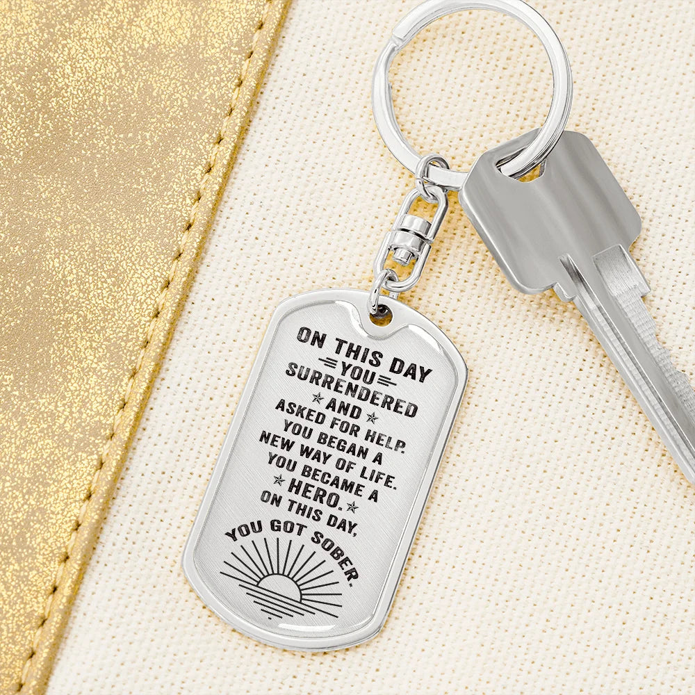 18k Gold Finish Steel Anniversary Keychain Q33877