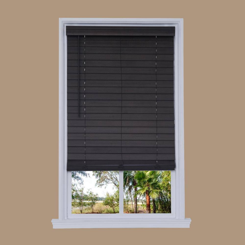 Walnut Faux Wood Cordless Room Darkening Horizontal Blinds I1255