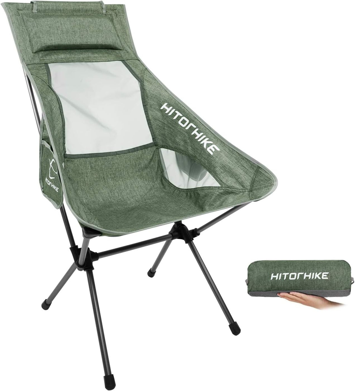 Ultralight High Back Folding Camping Chair with Nylon Mesh Headrest K335098
