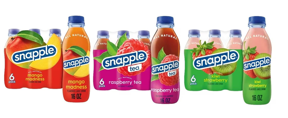18 Pc Snapple Juice Drinks Assorted Flavors 16 Fl Oz Plastic Bottle I894500