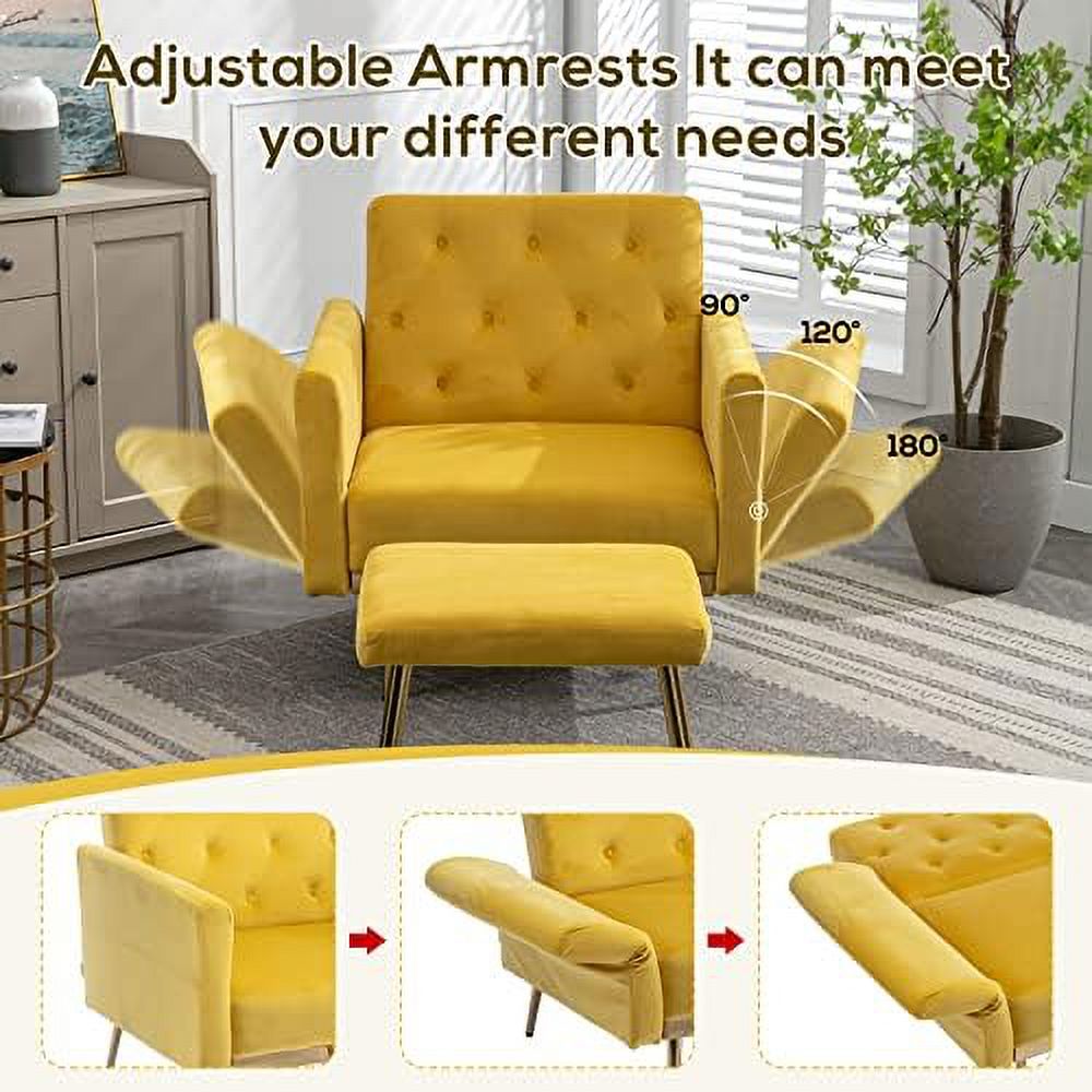Olive Green Velvet Single Sofa Chair with Ottoman F502698
