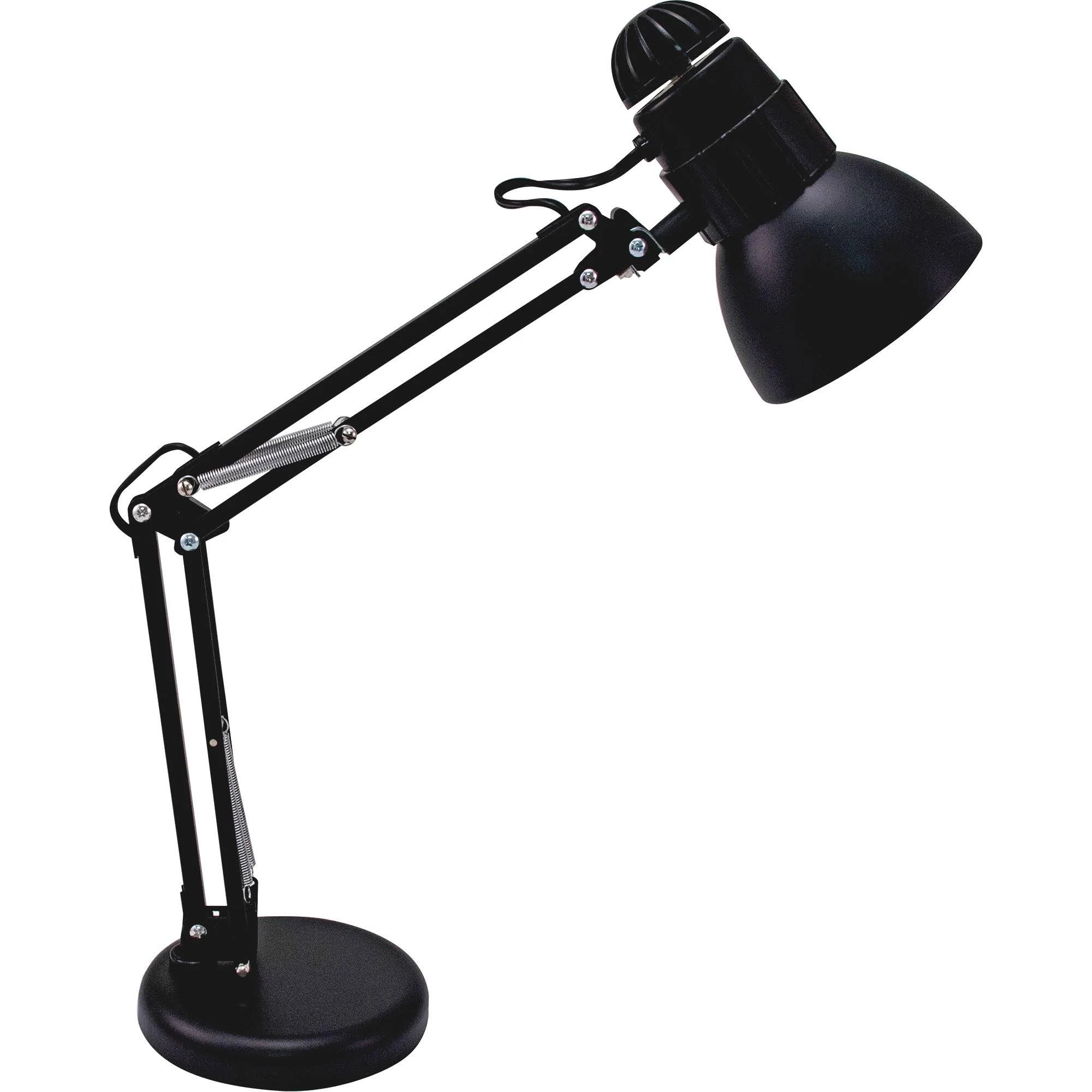 Matte Black Swing Arm Desk Lamp, Weighted Base, 22x22 Reach G907