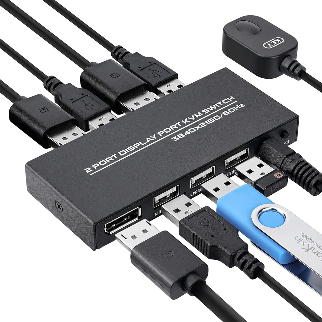 4K@60Hz DP KVM Switch with 2 DP Cable and 2 USB Cable H195873