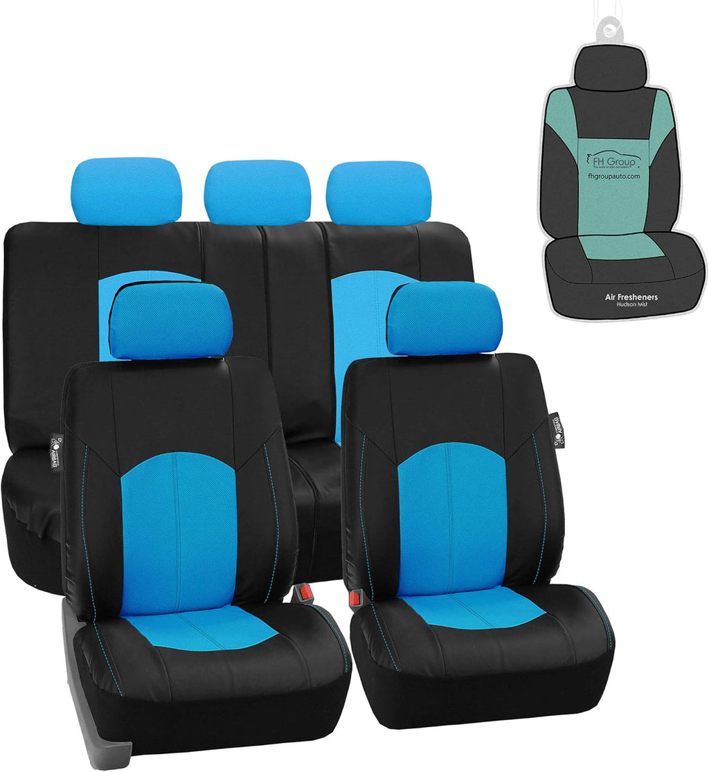 Blue/Black Faux Leather Car Seat Covers J32544