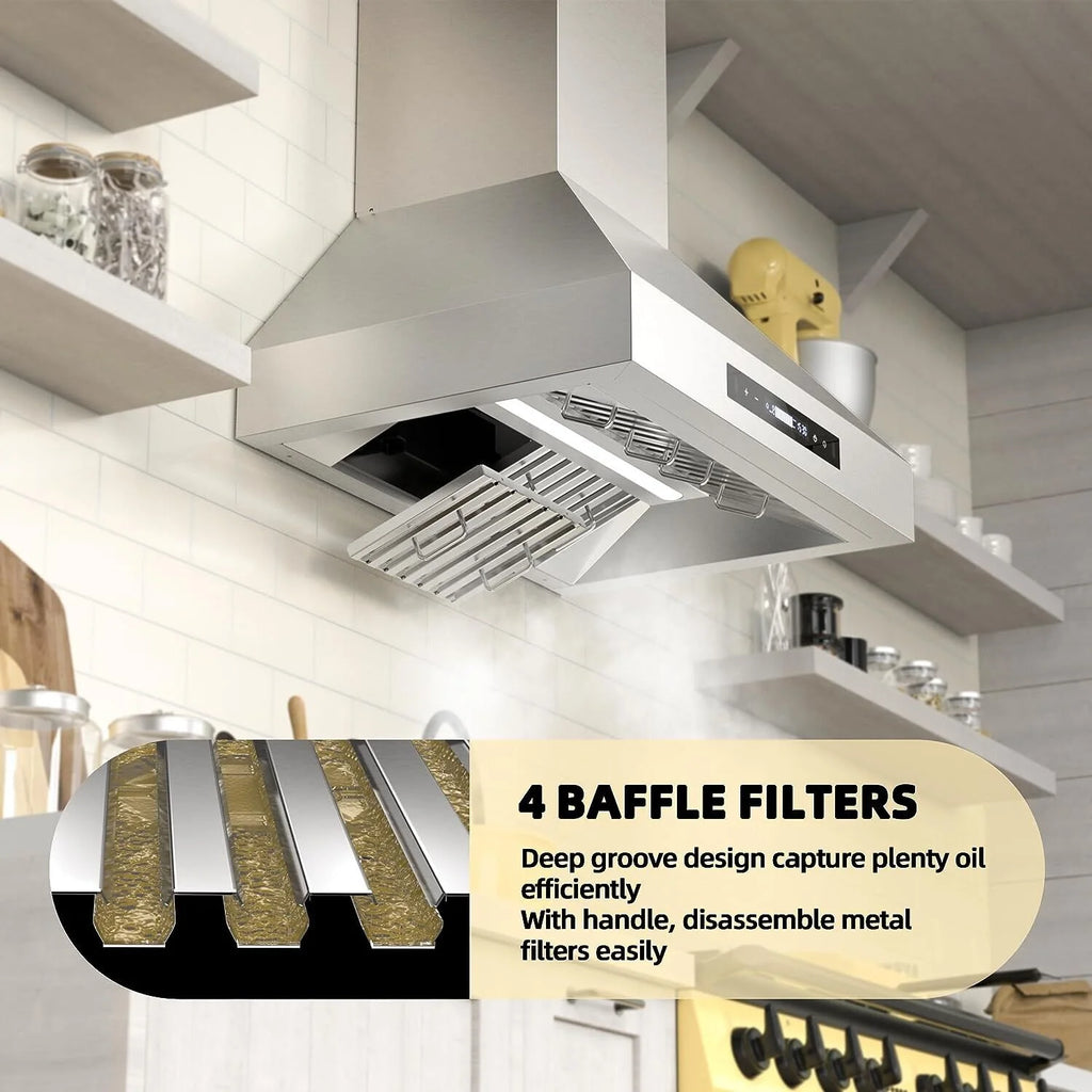 30 inch Wall Mount Range Hood Stainless Steel 900CFM 3-speeds O45859