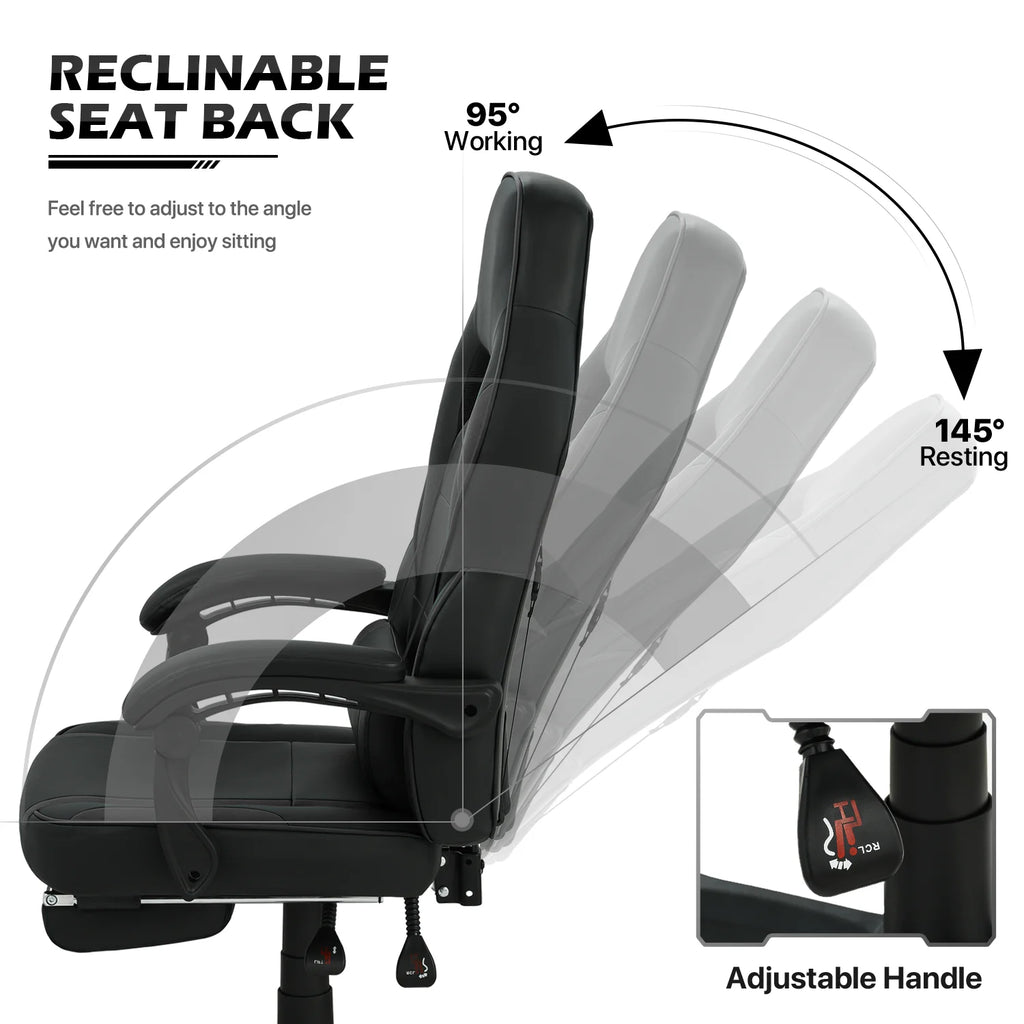 Black Ergonomic Gaming Chair with Detachable Pillow and Lumbar Support Z67169