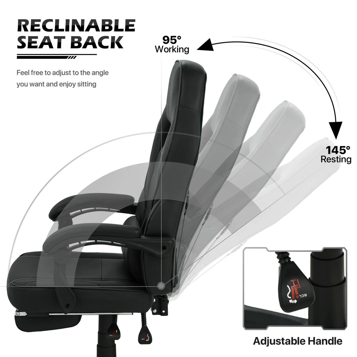 Black Ergonomic Gaming Chair with Detachable Pillow and Lumbar Support Z67169