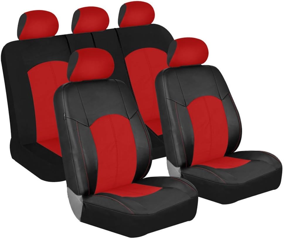 Blue/Black Faux Leather Car Seat Covers J32544
