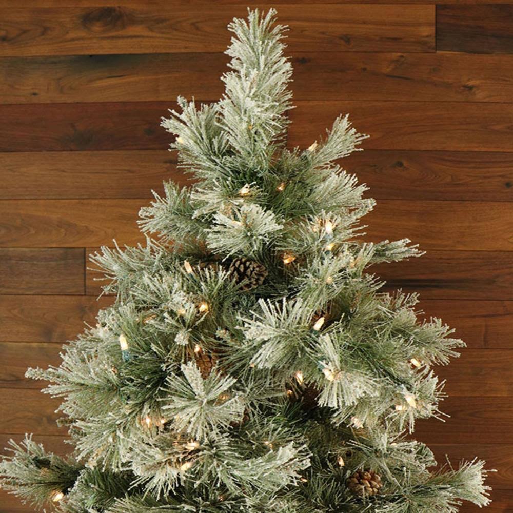 7.5-ft Glistening Pine Tree with Pine Cones and Clear LED Lights K583813