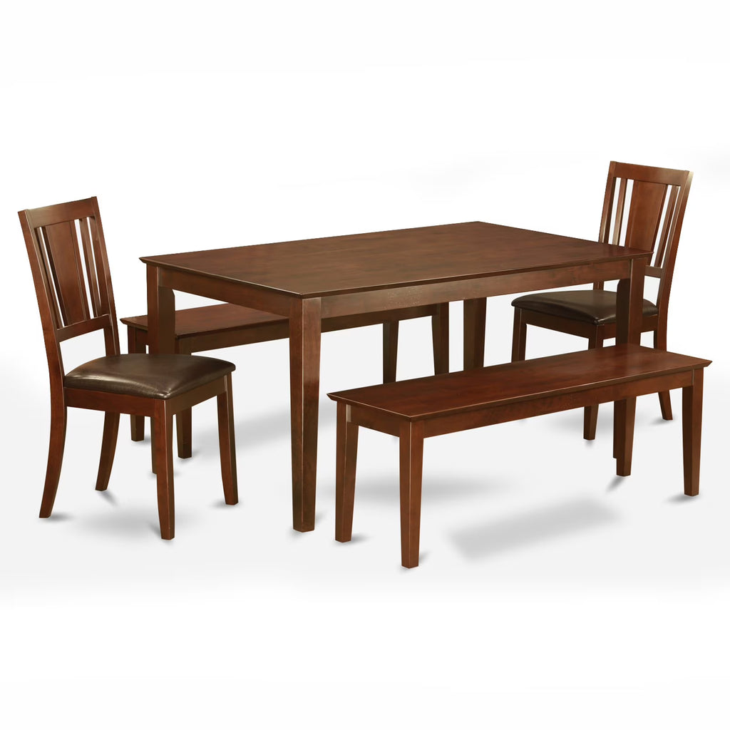 Mahogany Rectangular Kitchen Table with Bench and Chairs N403