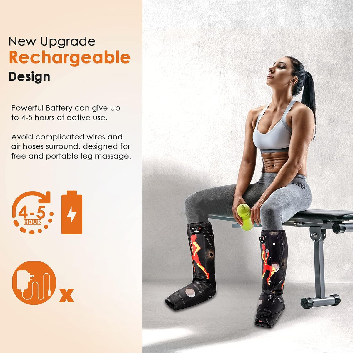 Rechargeable Air Compression Leg Massager for Foot and Calf K9314