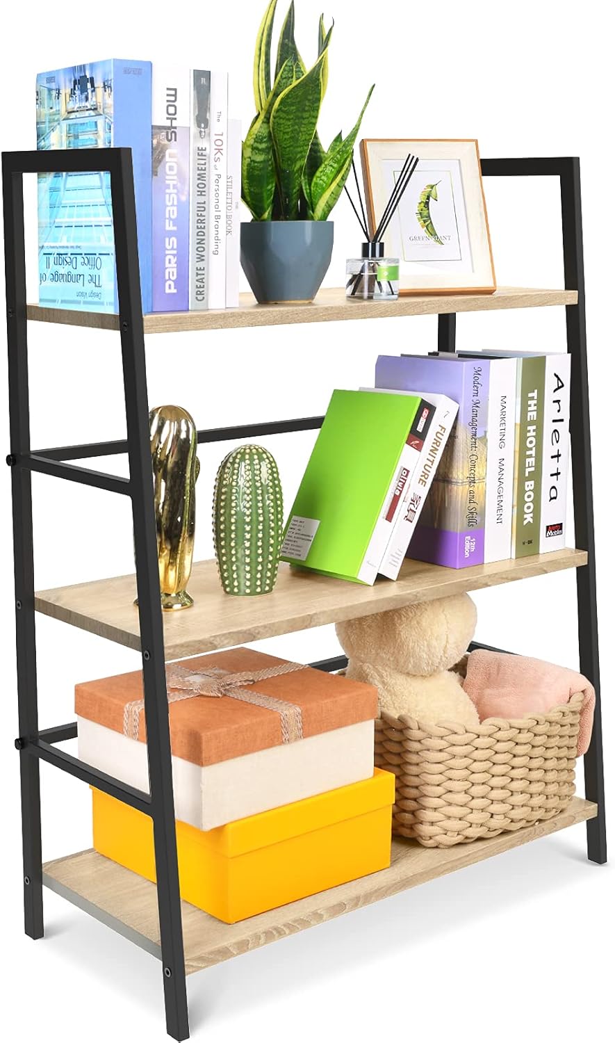 5-Tier Industrial Bookshelf with Metal Frame Y614167