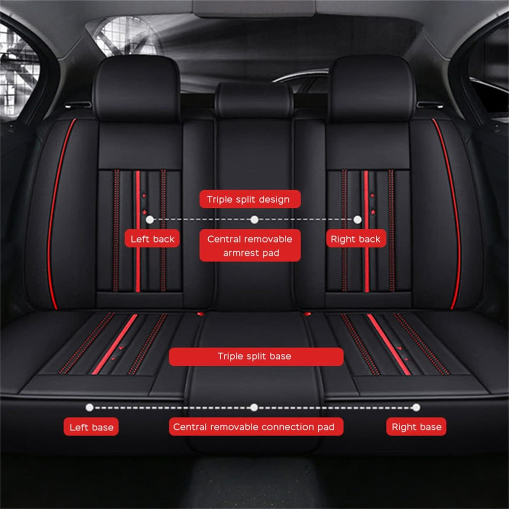 Waterproof PU Leather Car Seat Covers for Front and Rear Seats, Black W183198