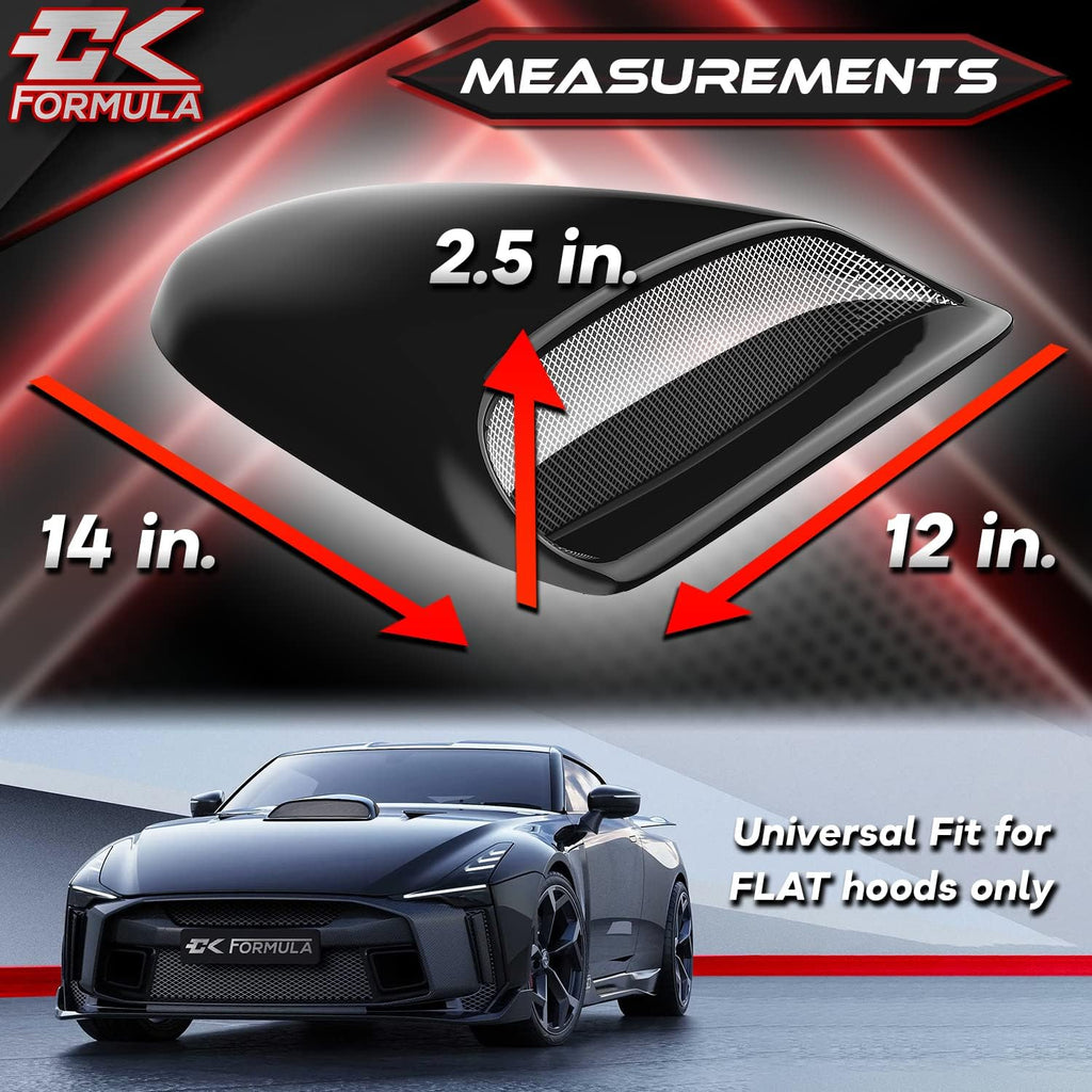 Black Hood Scoop Car Hood Vent Cover, 1 Piece Pack of 2 F303461