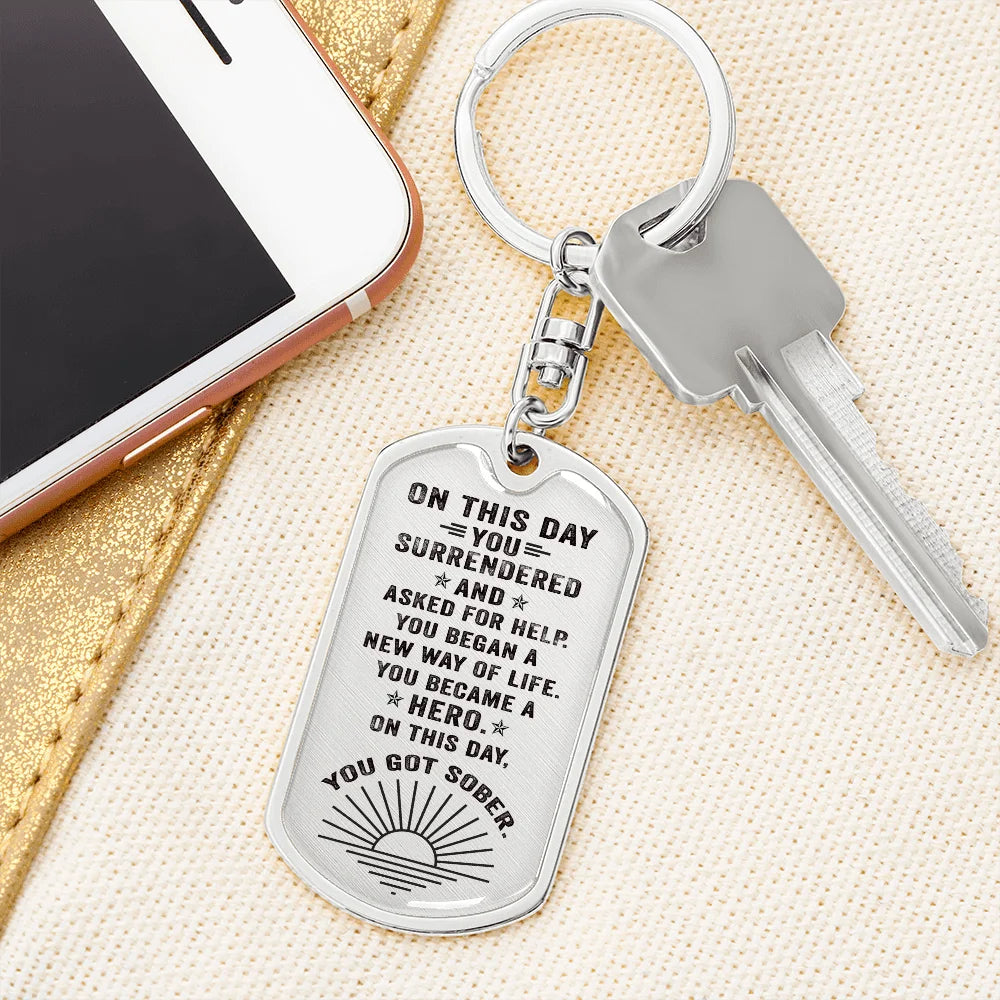 18k Gold Finish Steel Anniversary Keychain Q33877