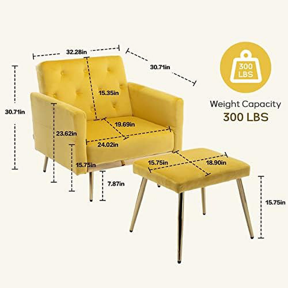 Olive Green Velvet Single Sofa Chair with Ottoman F502698