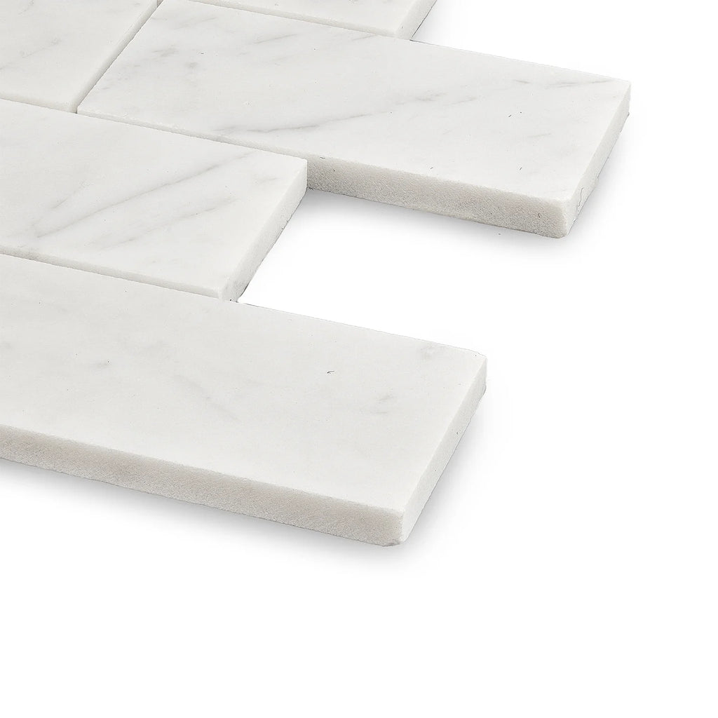 White Carrara Marble Rectangle Mosaic Floor and Wall Tile (Pack of 11) G624492