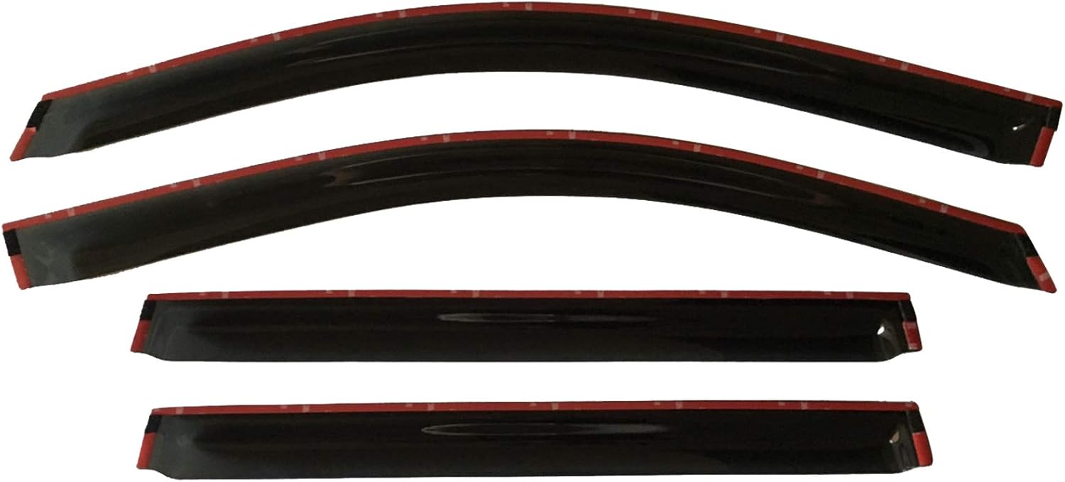 Smoke Tinted Tape-On Side Window Visor Deflectors Rain Guards Pack of 2 U940