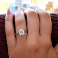 Cushion Moissanite Engagement Ring 18k White Gold Plated M9068