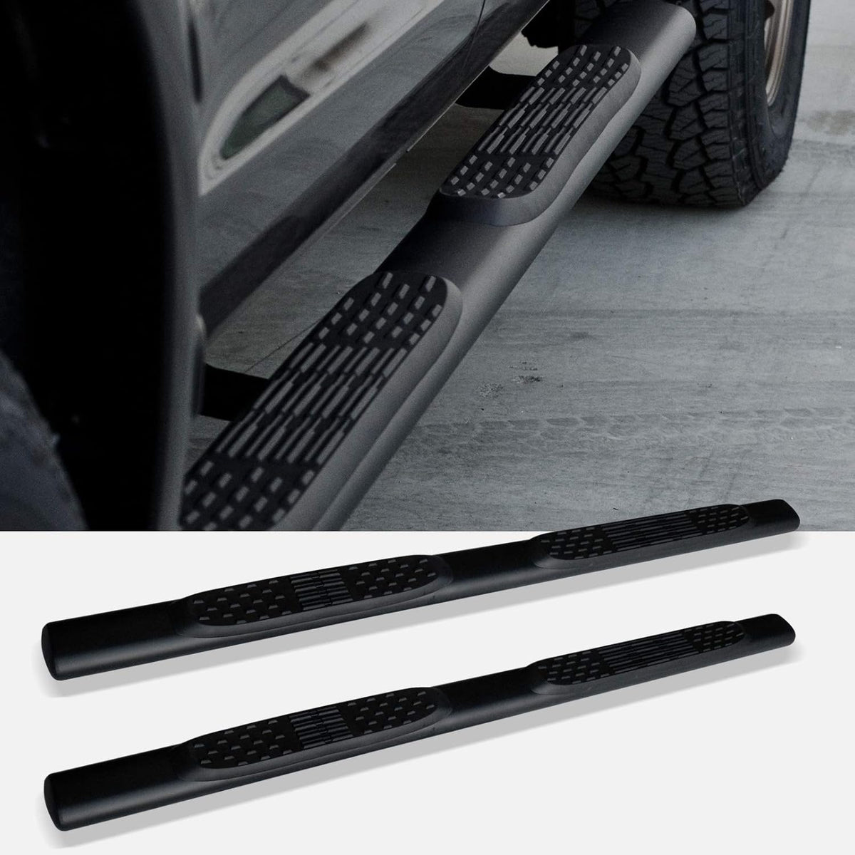 Matte Black Oval Side Step Nerf Bars A382