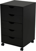 Black 5 Drawer Filing Cabinet with Wheels L94392