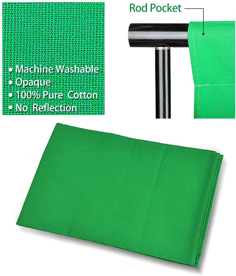 10 x 12ft 100% Cotton Muslin Green Screen Backdrop with Stand Kit F67257
