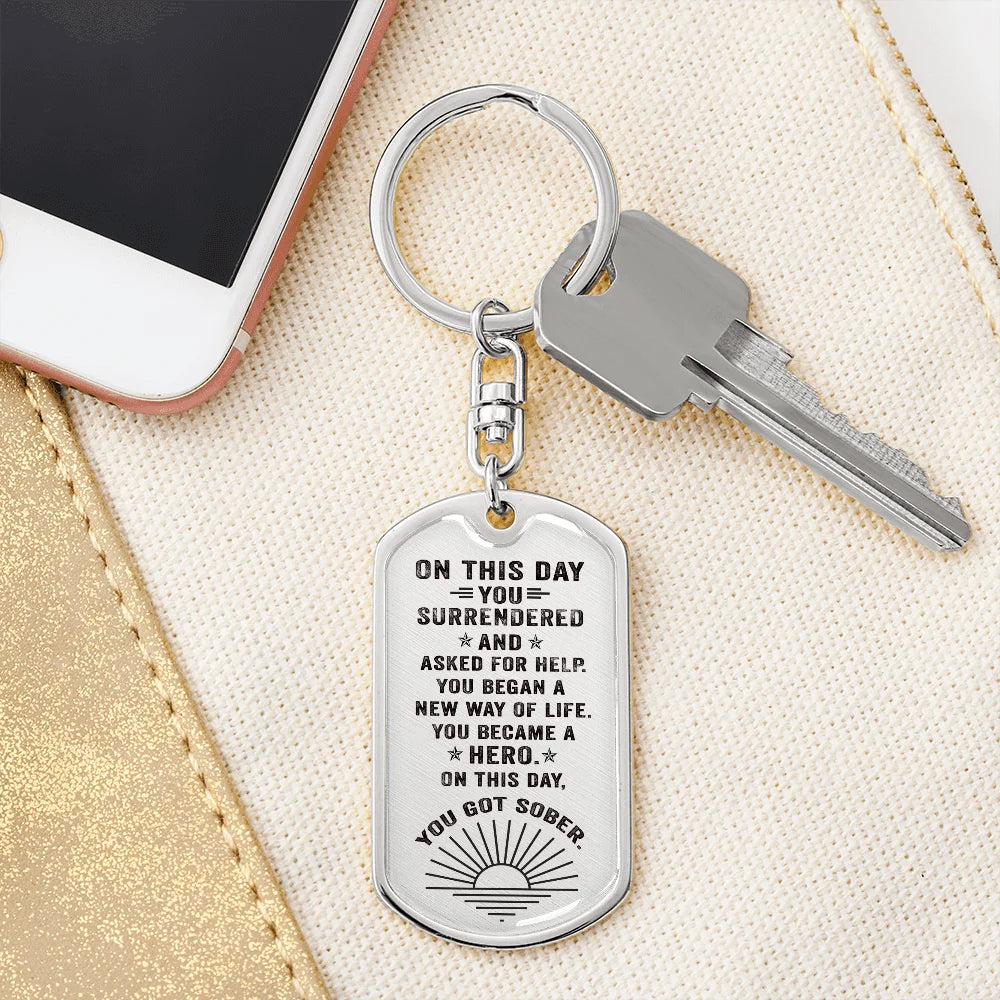 18k Gold Finish Steel Anniversary Keychain Q33877