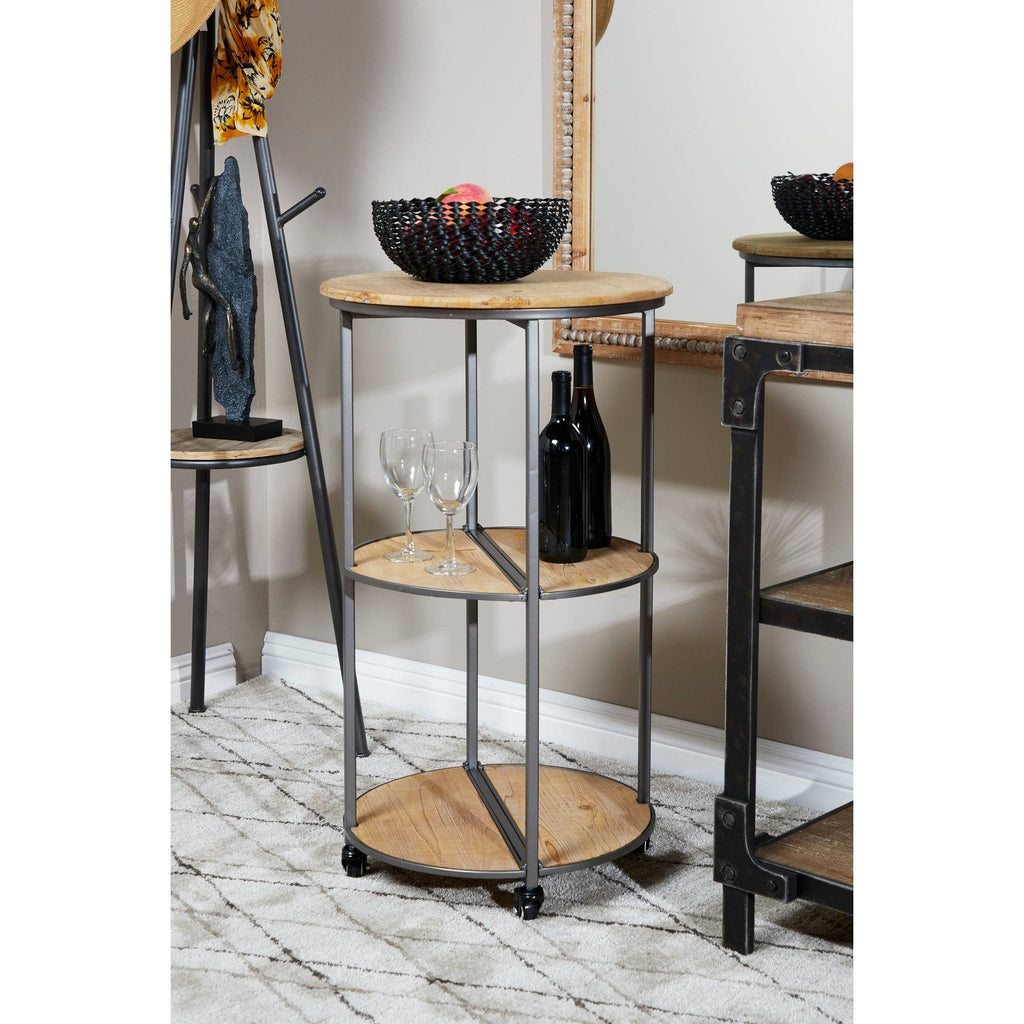 Light Brown Metal Bar Cart W422217