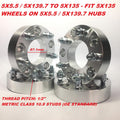 4 Pieces 1" 25mm Conversion Wheel Adapters 5x5.5 to 5x135 5x139.7 to 5x135 1/2" Stud Center Bore 87.1mm with Open End Lug Nuts M128484