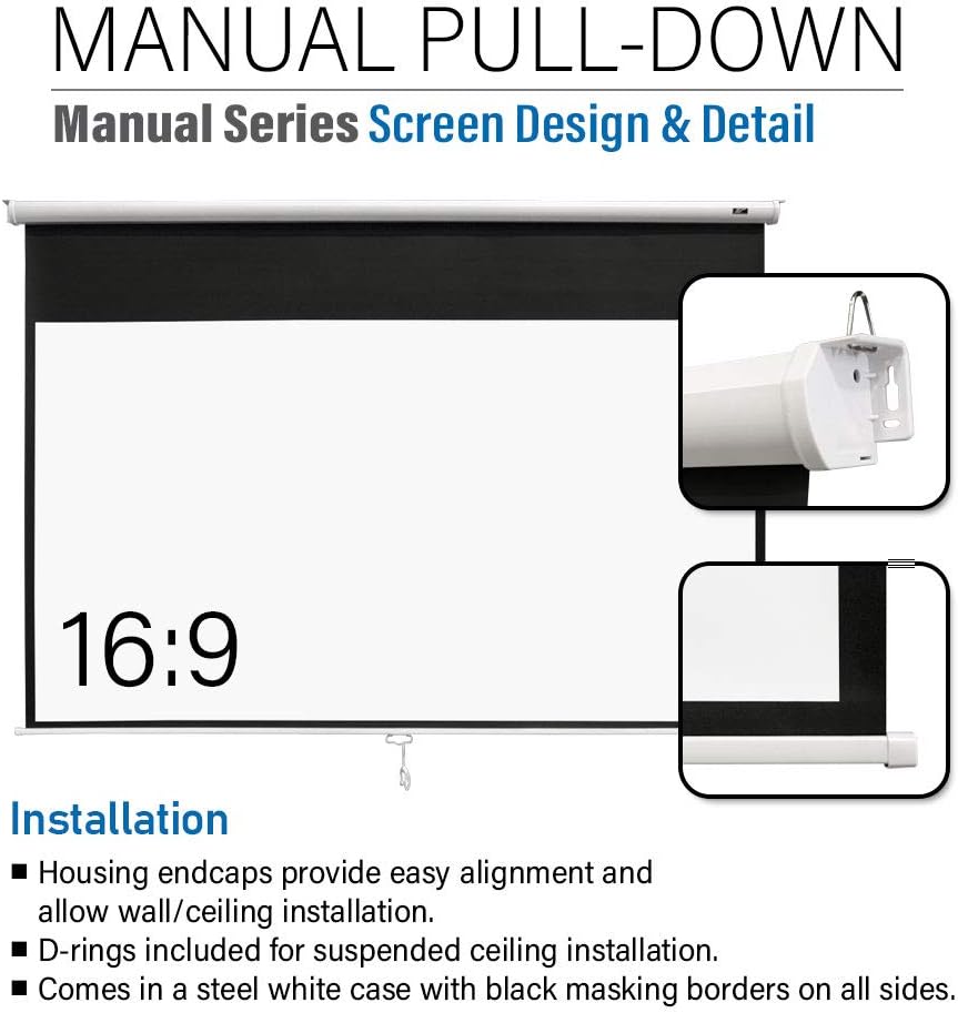 110 inch Pull Down Projector Screen 16:9 White B8936