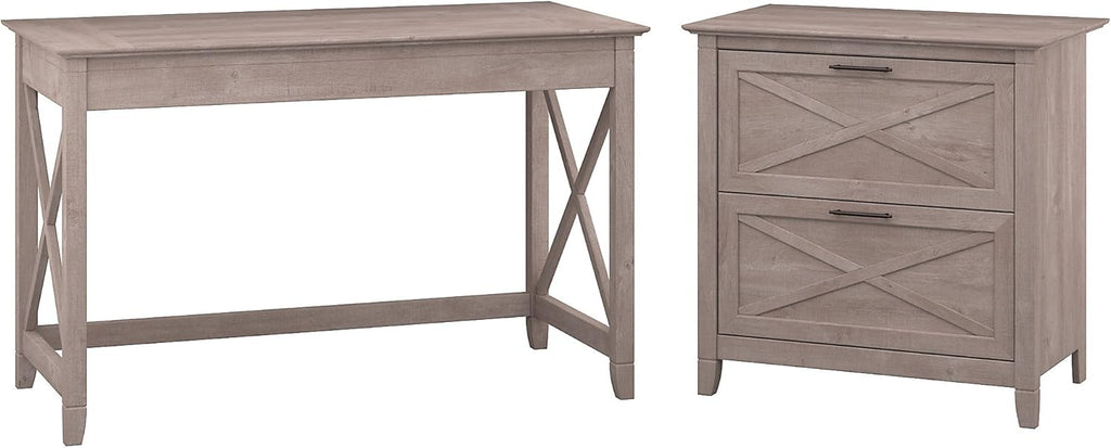 54W Computer Desk with Storage and 2 Drawer Lateral File Cabinet E64564
