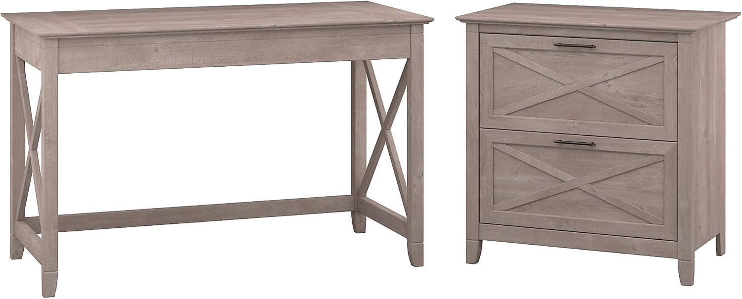 54W Computer Desk with Storage and 2 Drawer Lateral File Cabinet E64564