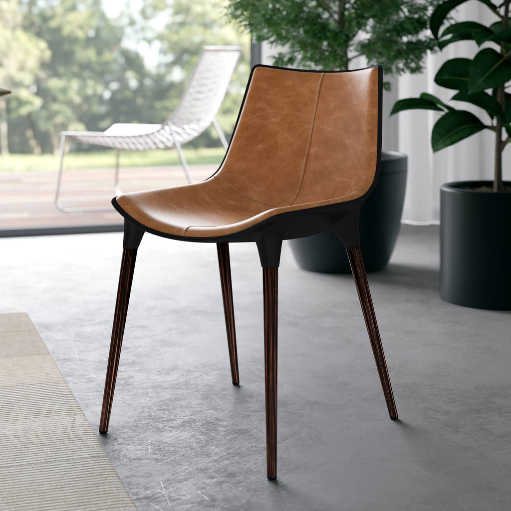 Aged Caramel Leather Dining Chair D89799