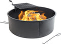 36 Inch Heavy Duty Steel Wood Burning Fire Pit with Cooking Grate and Fire Poker S8911
