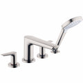 Brushed Nickel 4-Hole Roman Tub Set Trim with Handshower W304376