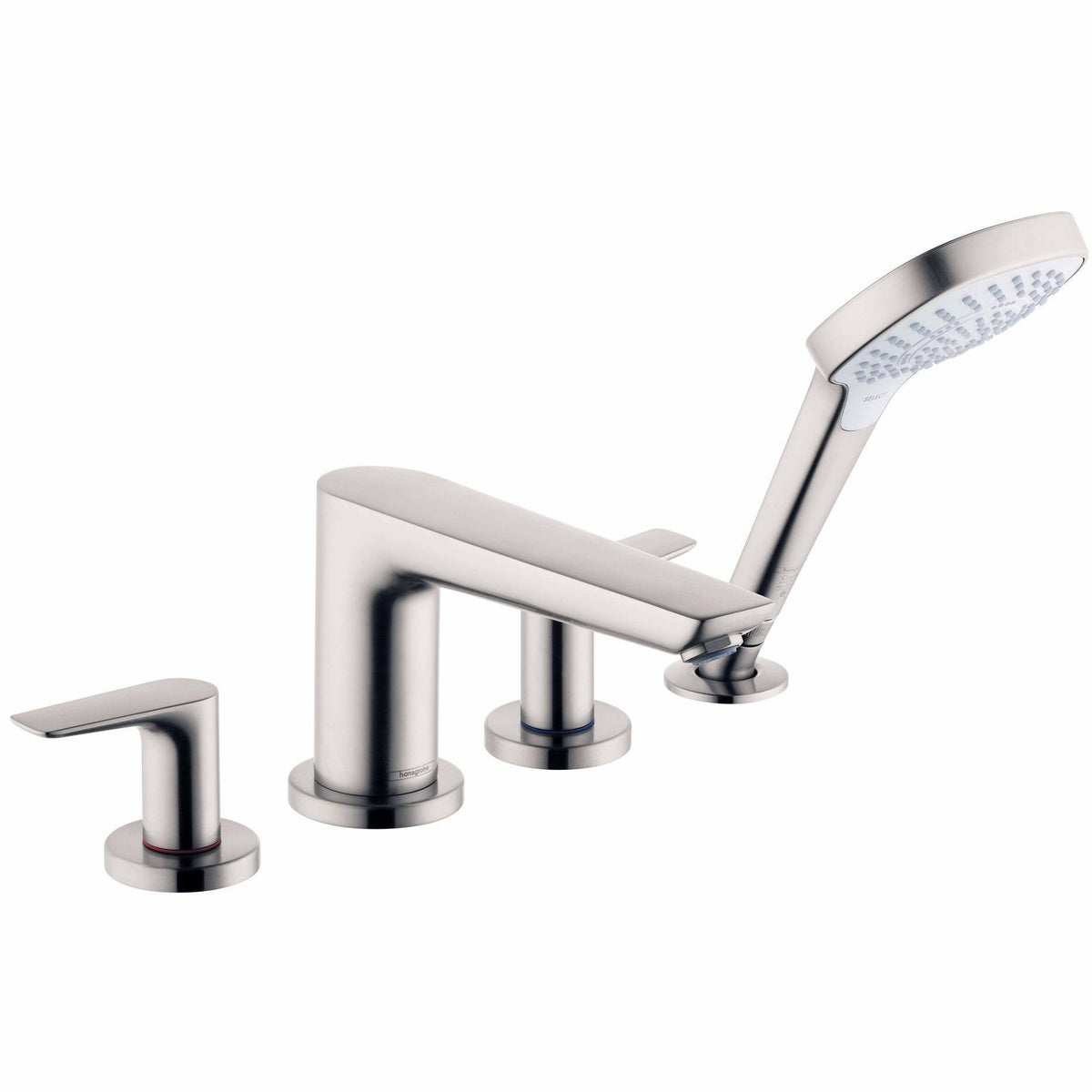Brushed Nickel 4-Hole Roman Tub Set Trim with Handshower W304376
