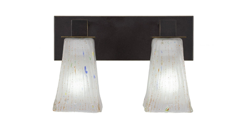 Two Light Bath Bar with Square Frosted Crystal Glass V69587
