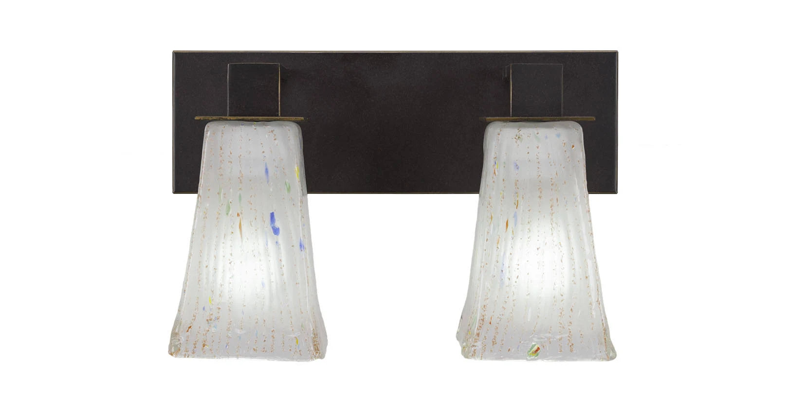 Two Light Bath Bar with Square Frosted Crystal Glass V69587