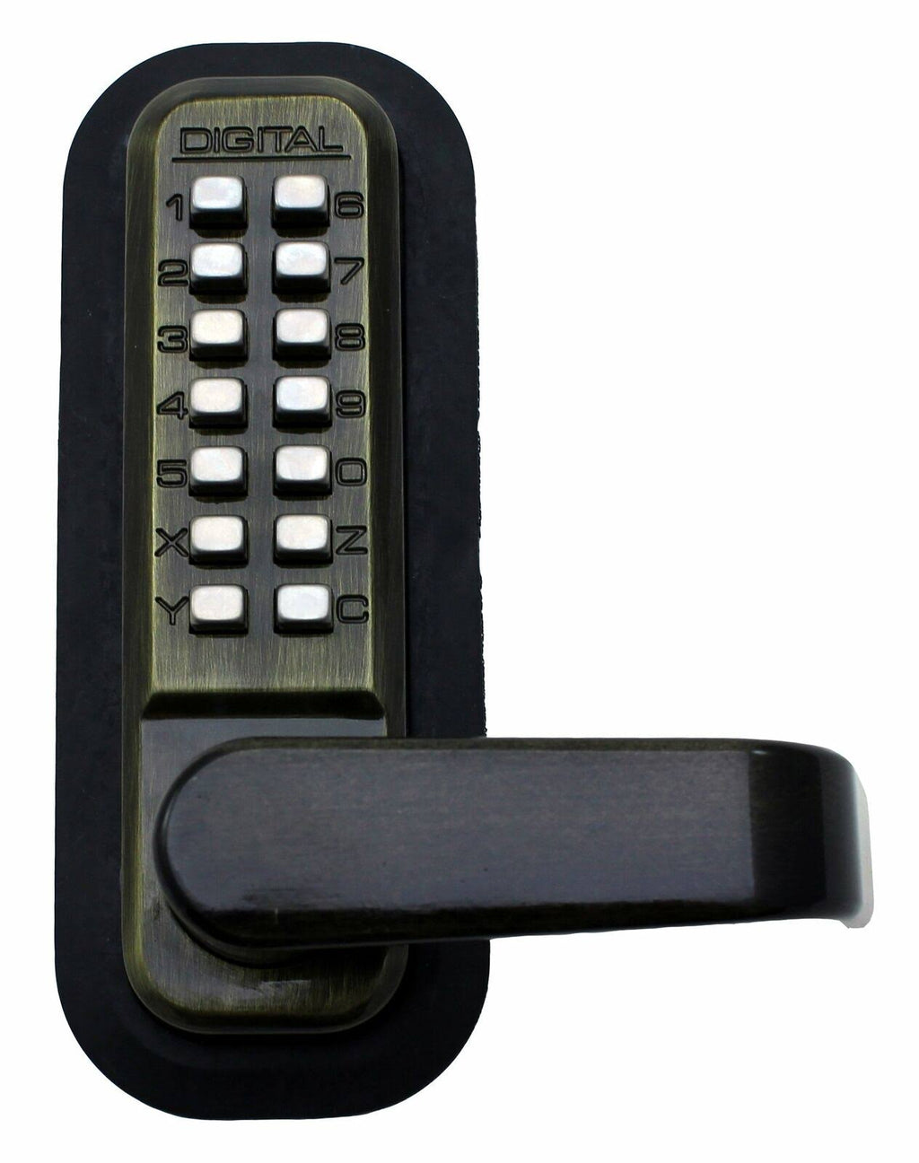 Antique Brass Passage Door Lever with Keyless Lock B34779