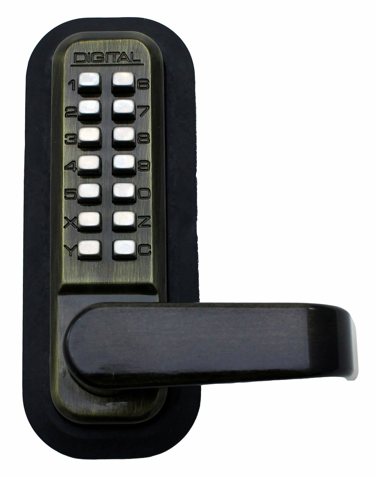 Antique Brass Passage Door Lever with Keyless Lock B34779