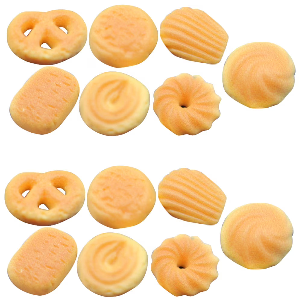 14Pcs Simulation Cookies Miniature Doll House Decors E21957