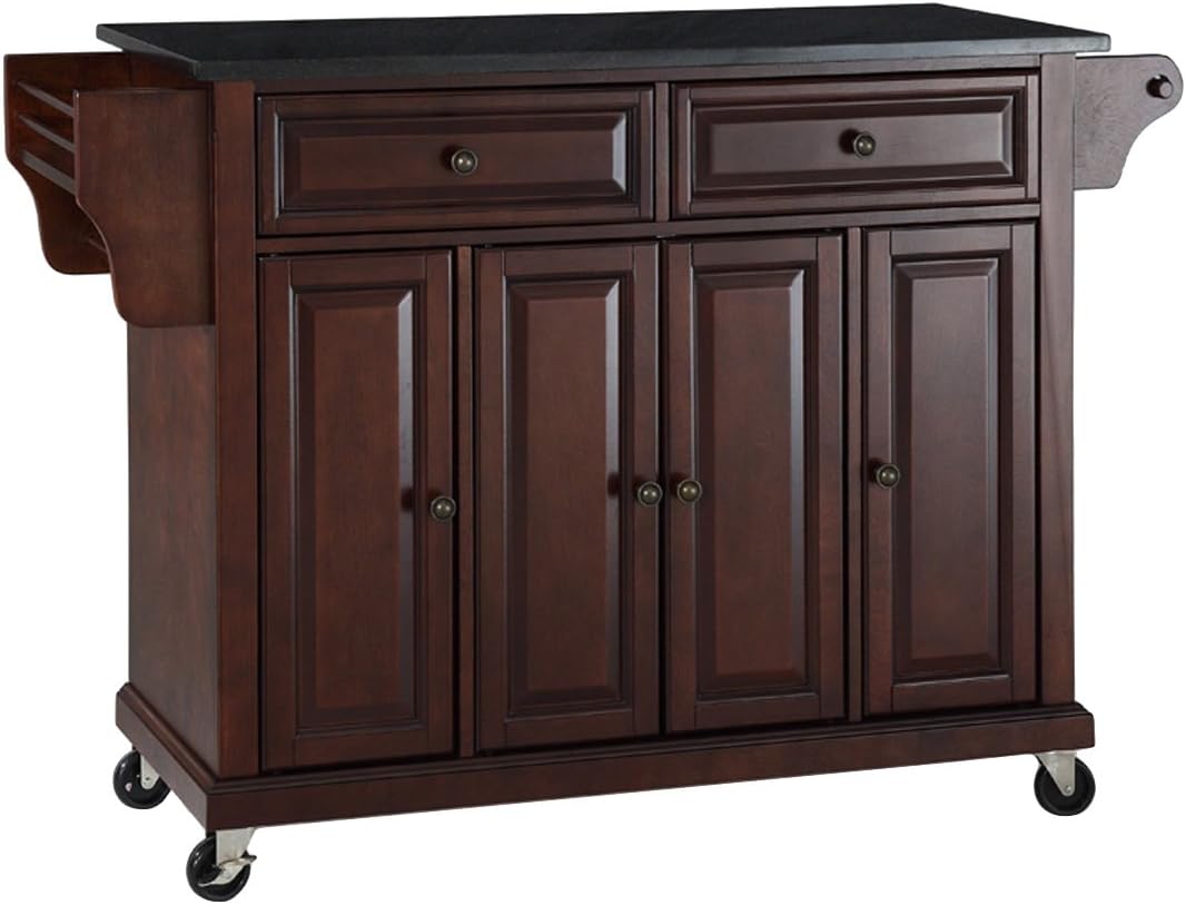 Full Size Kitchen Cart with Solid Black Granite Top V359648