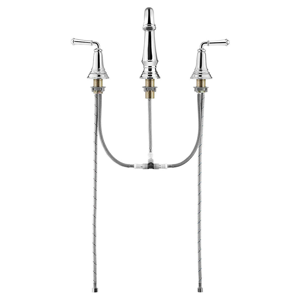 Polished Chrome Widespread Bathroom Faucet with Pop-Up Drain S432