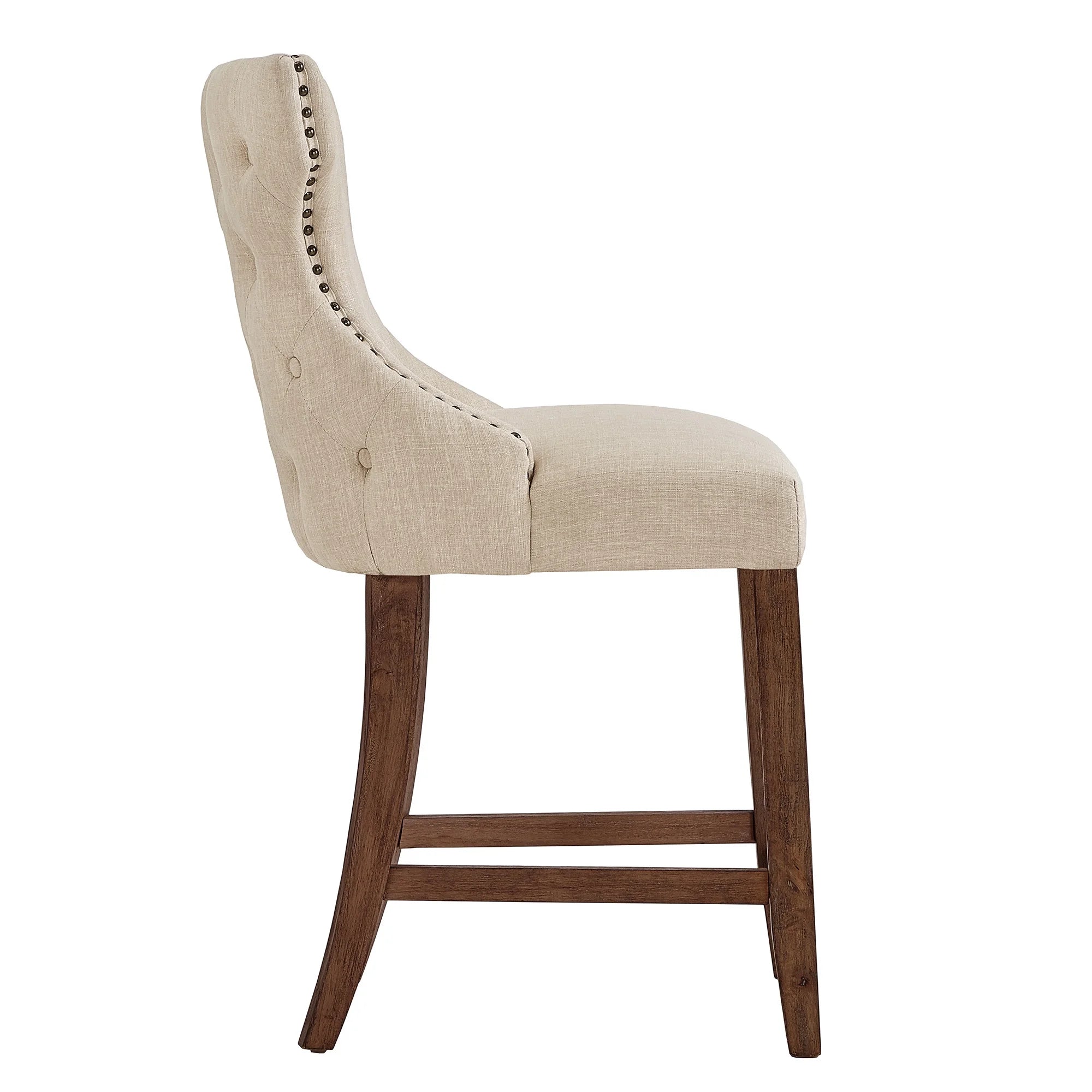 Beige Linen Upholstered Counter Height Stools, Set of 2 P644