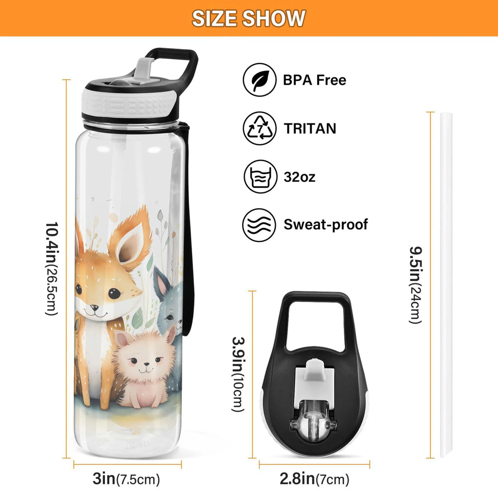 32oz Tritan Leakproof Clear Water Bottle with Straw J283226