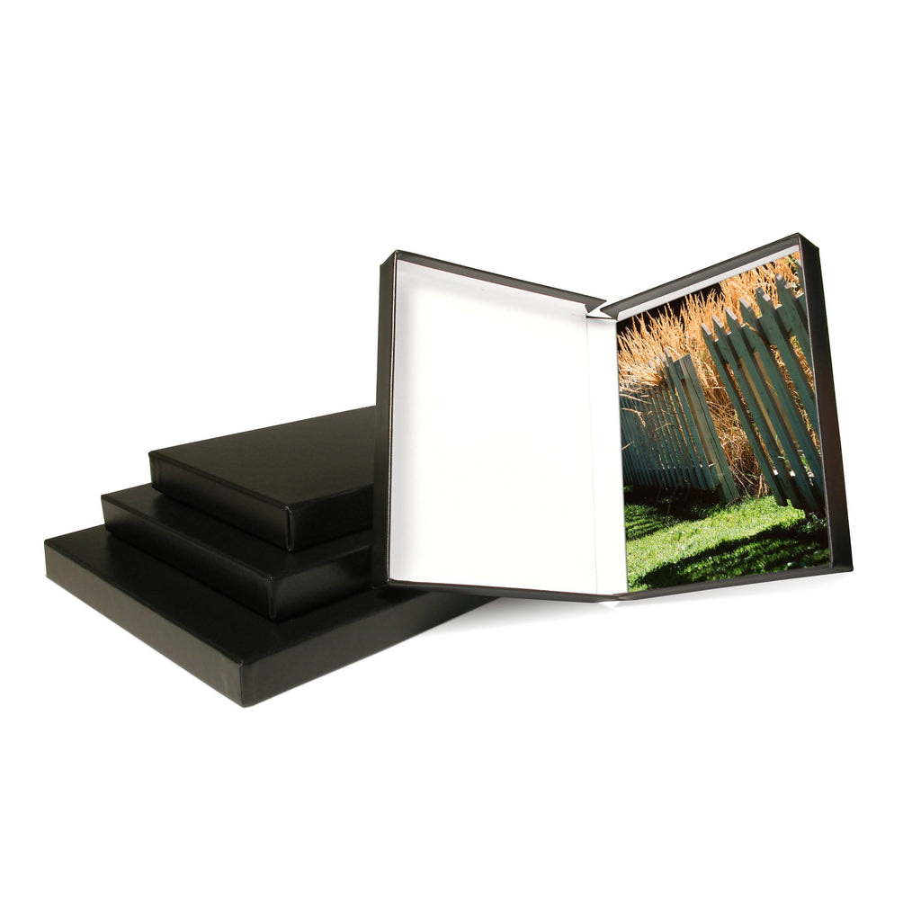 Black Clamshell Portfolio Print Box with White Lining S616