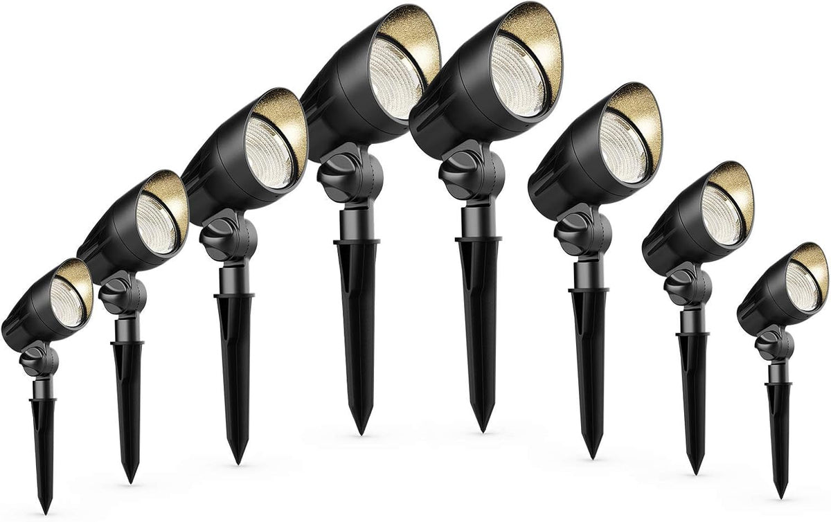 Halogen 50W Outdoor Spot Lights Waterproof Low Voltage Lighting with Spike Stand, 8 Pack C495
